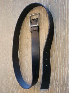 AllSaints Black Genuine Leather Silver Buckle Belt Size 38